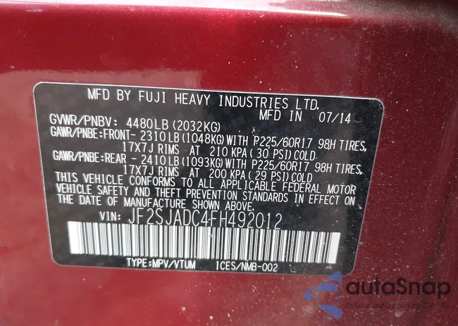 JF2SJADC4FH492012: 44372347
