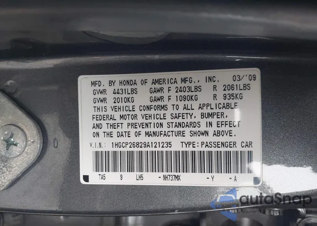 1HGCP26829A121235: 44371684