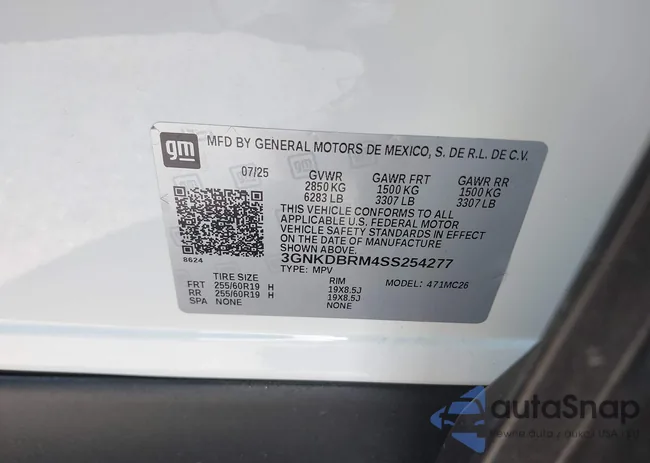 3GNKDBRM4SS254277: 44371694