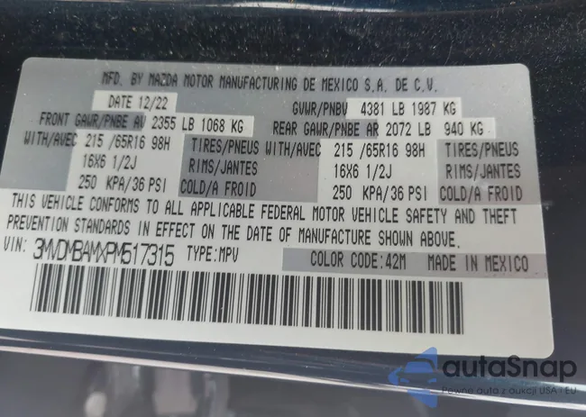 3MVDMBAMXPM517315: 44372915