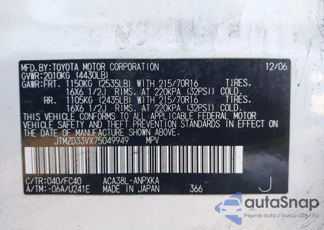 JTMZD33VX75049949: 44372937