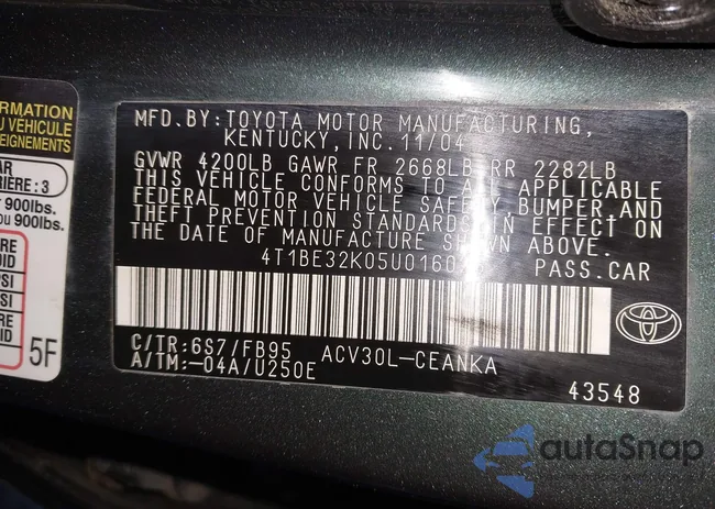 4T1BE32K05U016026: 44373391