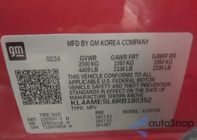 KL4AMESL6RB180352: 44373424