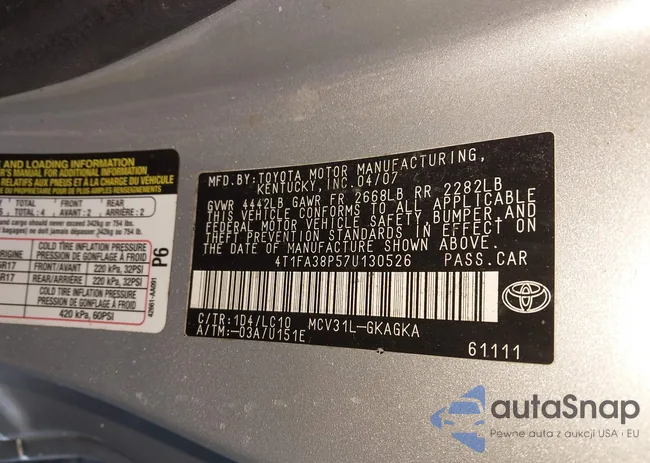 4T1FA38P57U130526: 44373454