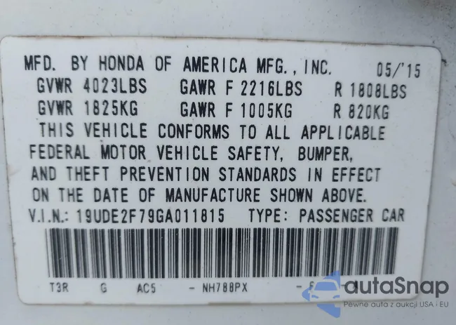 19UDE2F79GA011815: 44372590