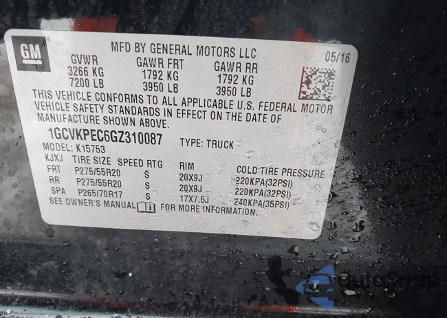 1GCVKPEC6GZ310087: 44372620