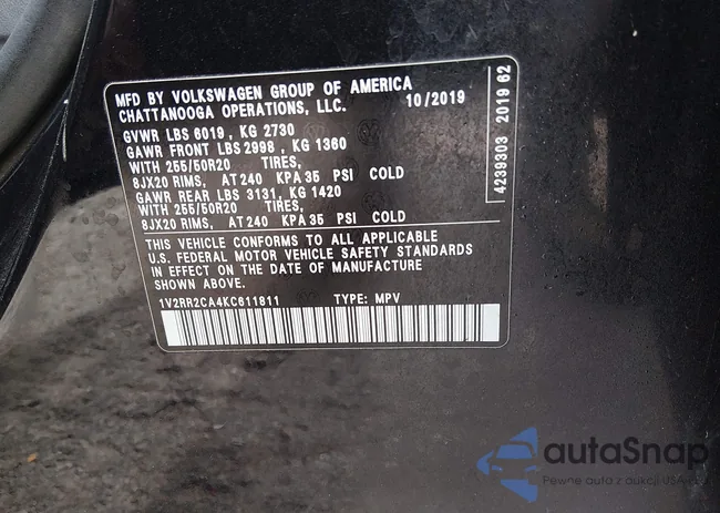 1V2RR2CA4KC611811: 44372694