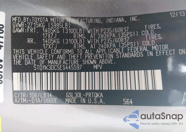 5TDYK3DC5ES445597: 44372807