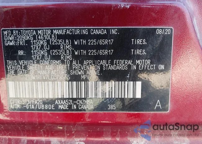 2T3W1RFV7LC078565: 44374008