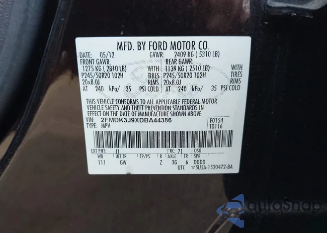 2FMDK3J9XDBA44386: 44373530