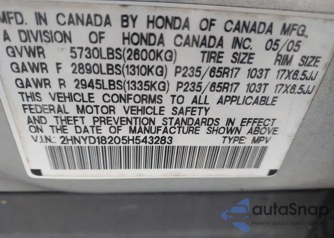 2HNYD18205H543283: 44373637