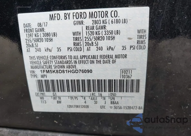 1FM5K8D81HGD76090: 44373663