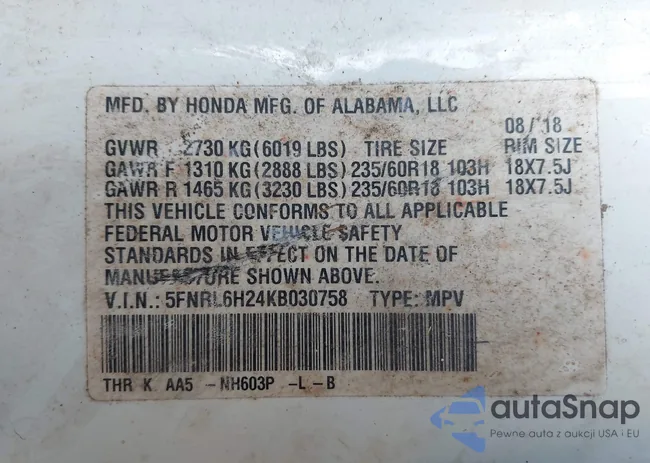5FNRL6H24KB030758: 44373745