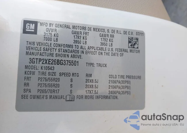 3GTP2XE26BG375501: 44373756