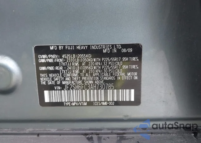 JF2SH6FC3AH730785: 44375065