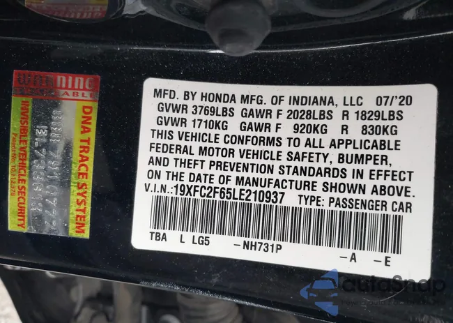 19XFC2F65LE210937: 44375334