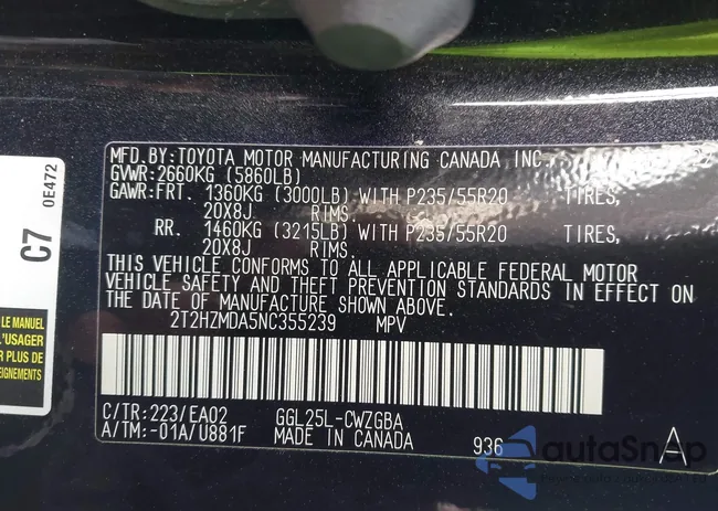 2T2HZMDA5NC355239: 44375423