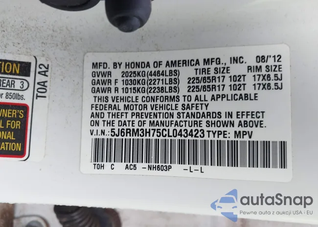 5J6RM3H75CL043423: 44374565