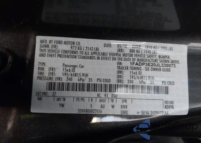 1FADP3E20JL330073: 44374675