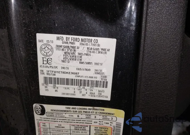 1FTFW1ET8DKE36087: 44374687