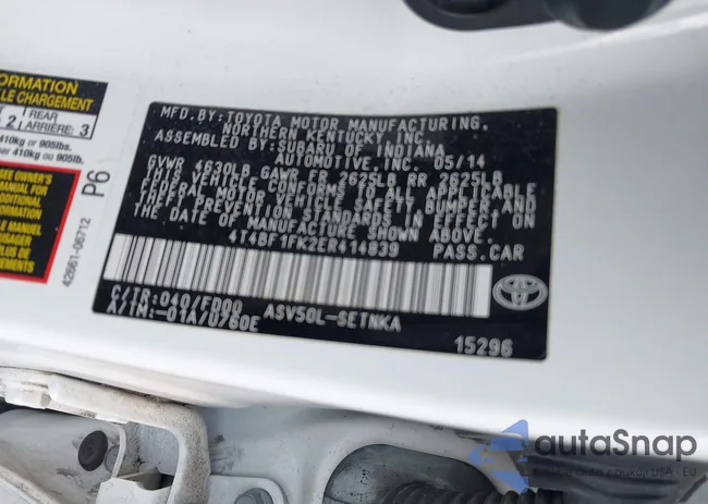 4T4BF1FK2ER414839: 44375907