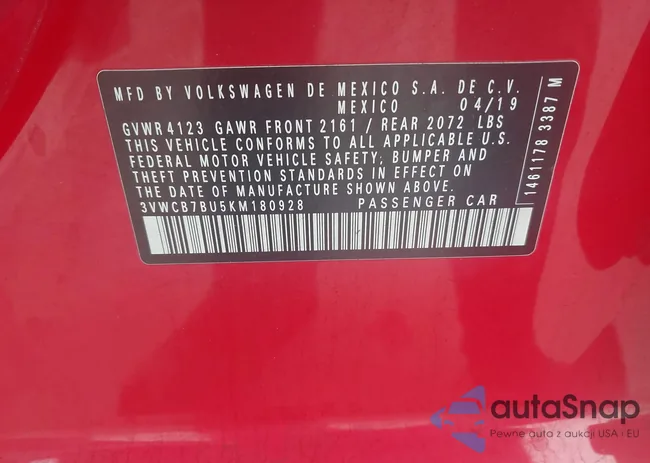 3VWCB7BU5KM180928: 44375983