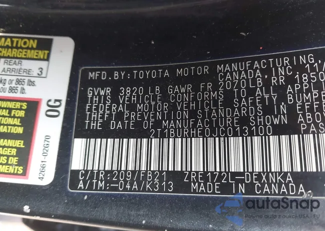 2T1BURHE0JC013100: 44376071