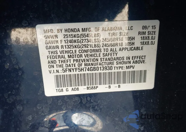 5FNYF5H74GB013930: 44376091