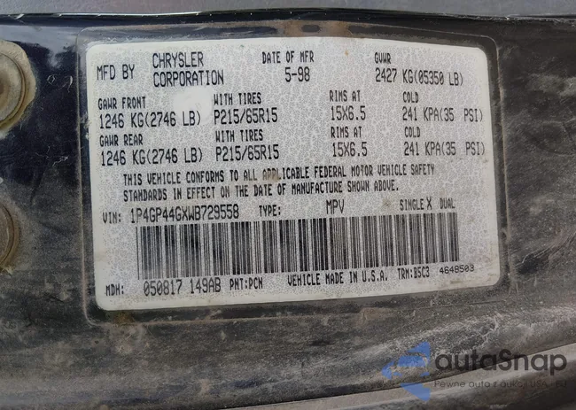 1P4GP44GXWB729558: 44376094