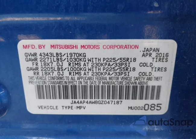 JA4AP4AW8GZ047187: 44376231