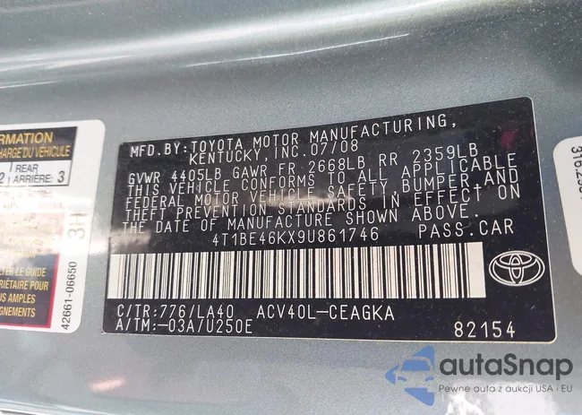 4T1BE46KX9U861746: 44376277