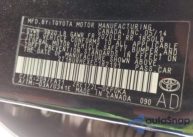 2T1BURHEXEC182191: 44376305