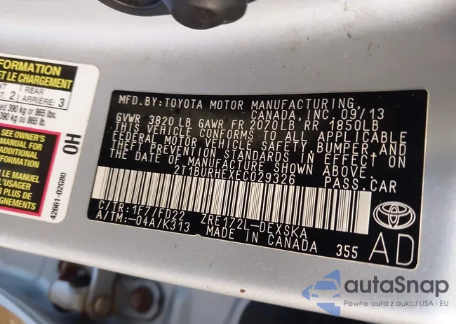 2T1BURHEXEC029326: 44375547