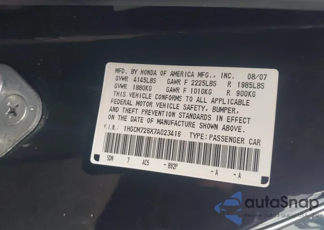 1HGCM726X7A023416: 44375564