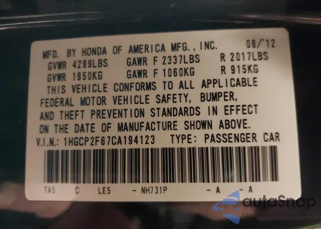 1HGCP2F67CA194123: 44375864