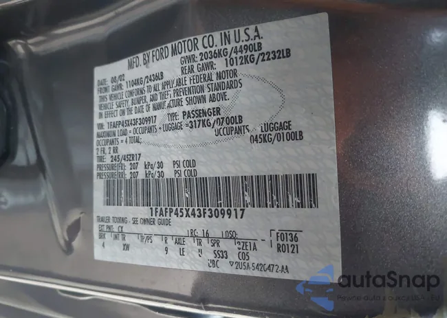 1FAFP45X43F309917: 44376896