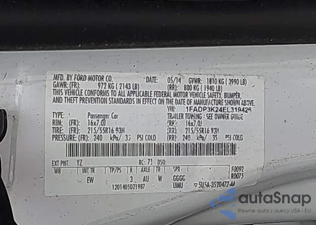 1FADP3K24EL319426: 44377093