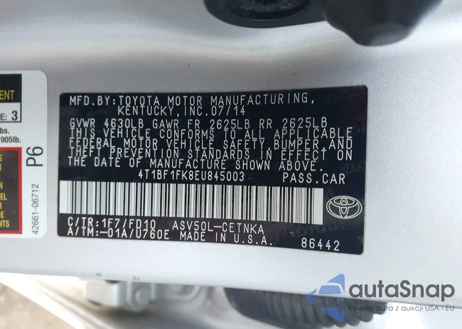 4T1BF1FK8EU845003: 44377291