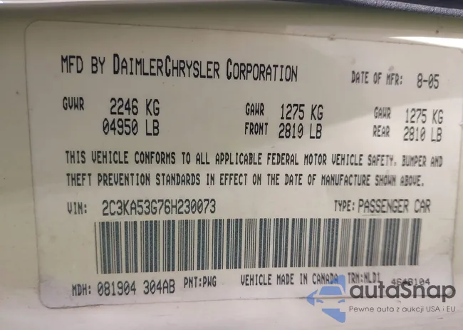 2C3KA53G76H230073: 44377300