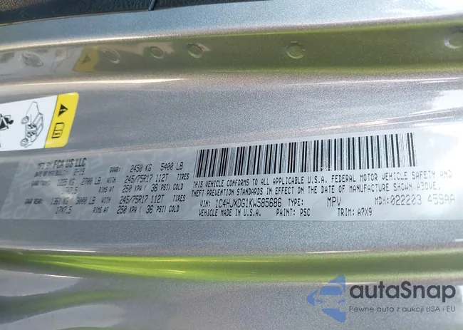 1C4HJXDG1KW585686: 44377398