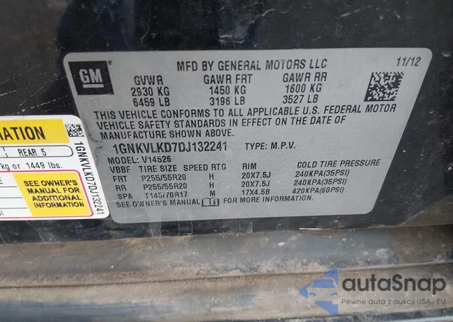 1GNKVLKD7DJ132241: 44377485