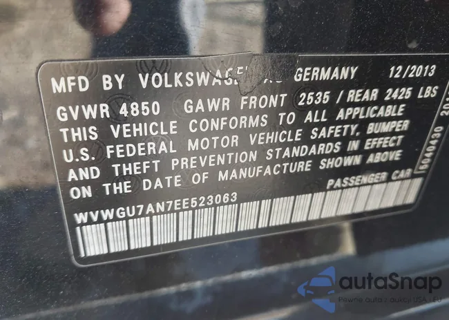 WVWGU7AN7EE523063: 44376502