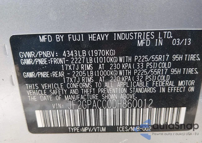 JF2GPACC0DH860012: 44376504