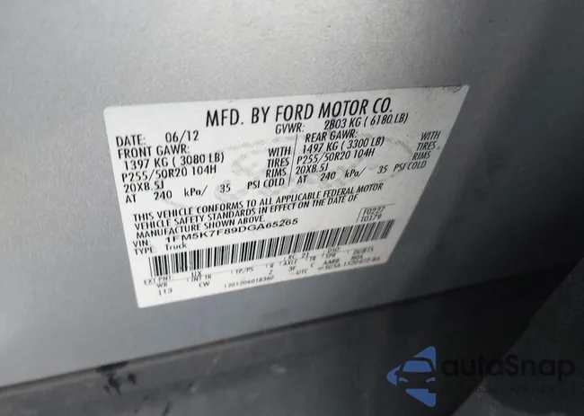 1FM5K7F89DGA65265: 44376589