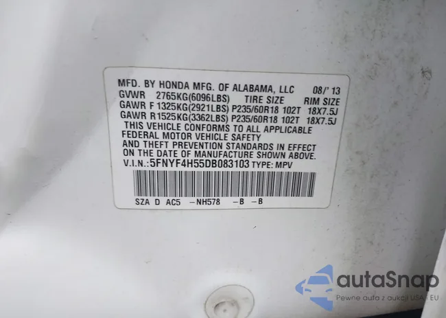 5FNYF4H55DB083103: 44376609