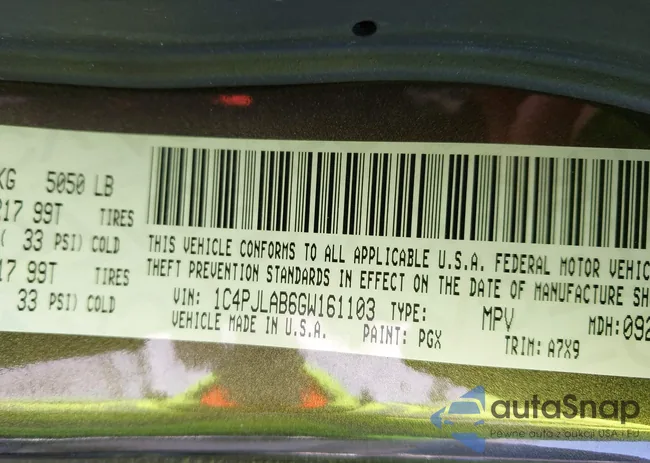 1C4PJLAB6GW161103: 44376736