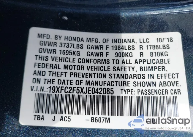 19XFC2F5XJE042085: 44376793