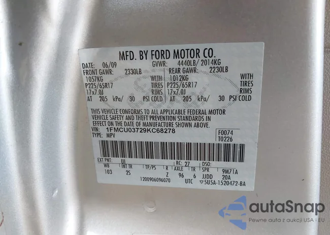 1FMCU03729KC68278: 44376855