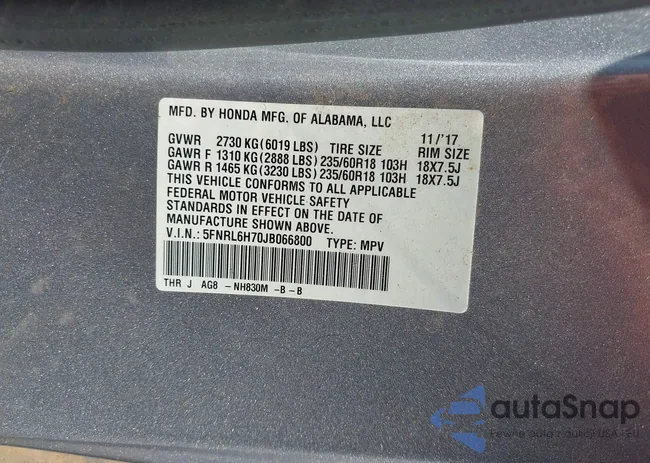 5FNRL6H70JB066800: 44377814