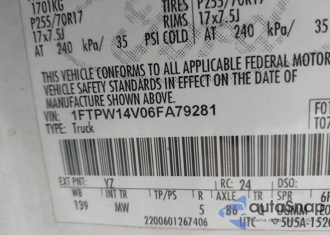 1FTPW14V06FA79281: 44379112